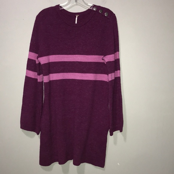 Free People On Your Team Sweater Dress Pink Size XS Balloon Sleeve Stretch Knit - Picture 4 of 11